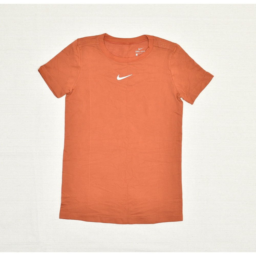 Nike Dri Fit Women T Shirt Top Crew Neck Polyester Orange Size S No Finish Line